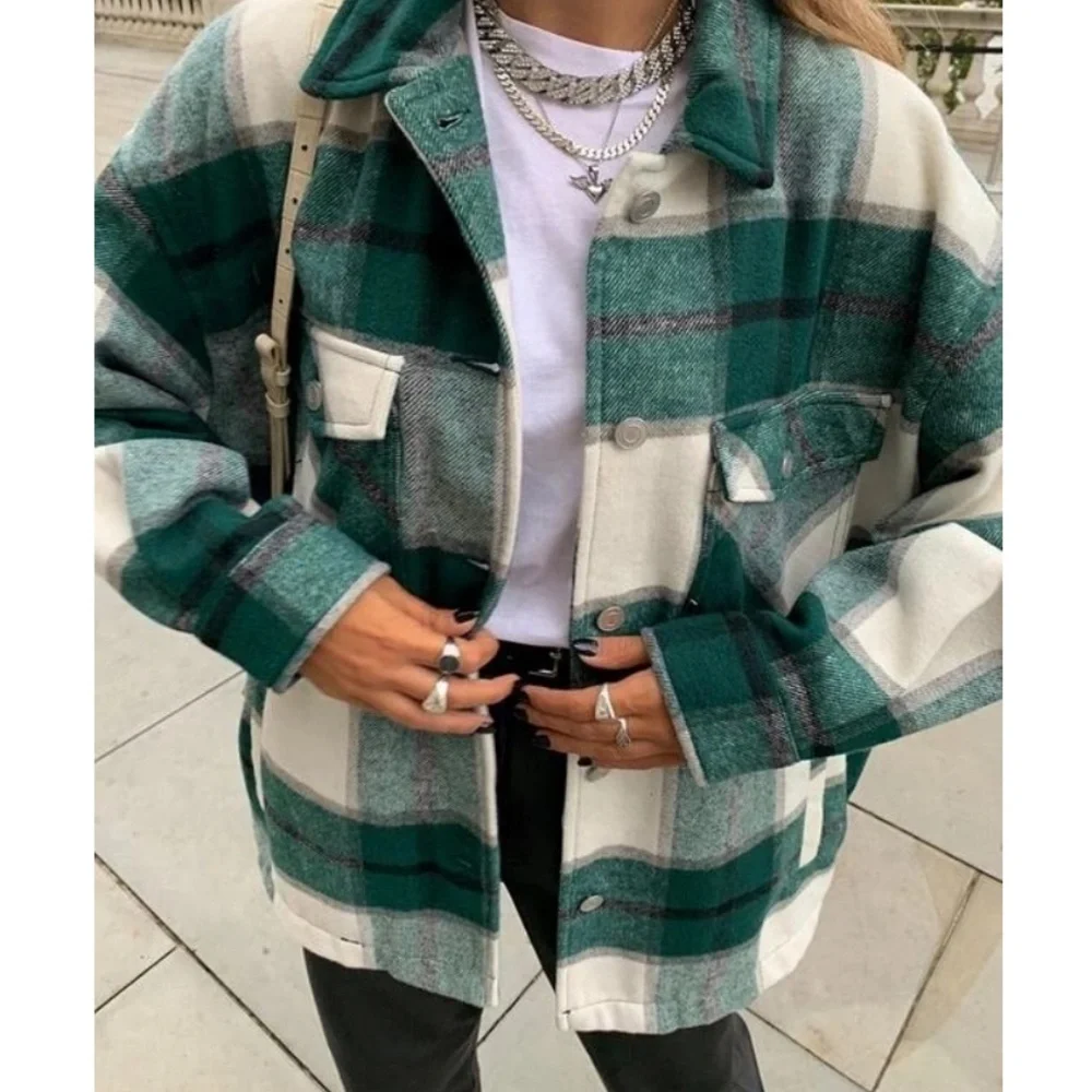 Plaid Button Down Shirt - Green and White - Picture 4 of 16